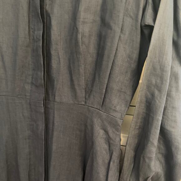 Vintage 80s Bergdorf Goodman Linen Shirt Dress Sz 8 Navy “On the Plaza” Label - Picture 8 of 16